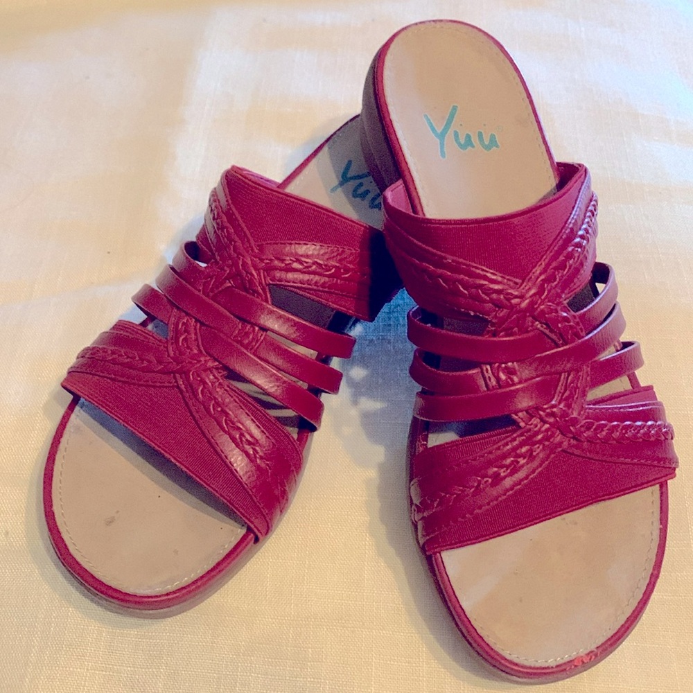 YUU Macie sandals in red. Worn a couple of times. Ladies size 7M.